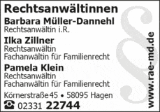 Eigentümer Bilder Müller-Dannehl i. R. Barbara, Zillner Ilka u. Klein Pamela Rechtsanwältinnen Hagen