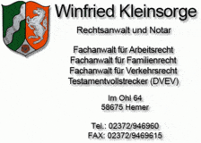 Bildergallerie Kleinsorge Winfried Rechtsanwalt u. Notar a.D. Hemer