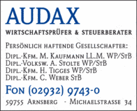 Audax Wirtschaftsprufer Steuerberater In Arnsberg 0293297