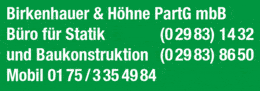 Bildergallerie Birkenhauer & Höhne PartG mbB Büro für Statik u. Baukonstruktion Winterberg