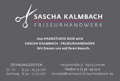 Bildergallerie Sascha Kalmbach Friseurhandwerk Lonsee