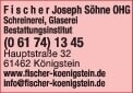 Bildergallerie Fischer Joseph Söhne OHG Schreinerei, Glaserei Bestattungsinstitut Königstein