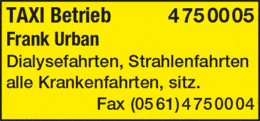 Bildergallerie Urban Taxi-Betrieb Kassel