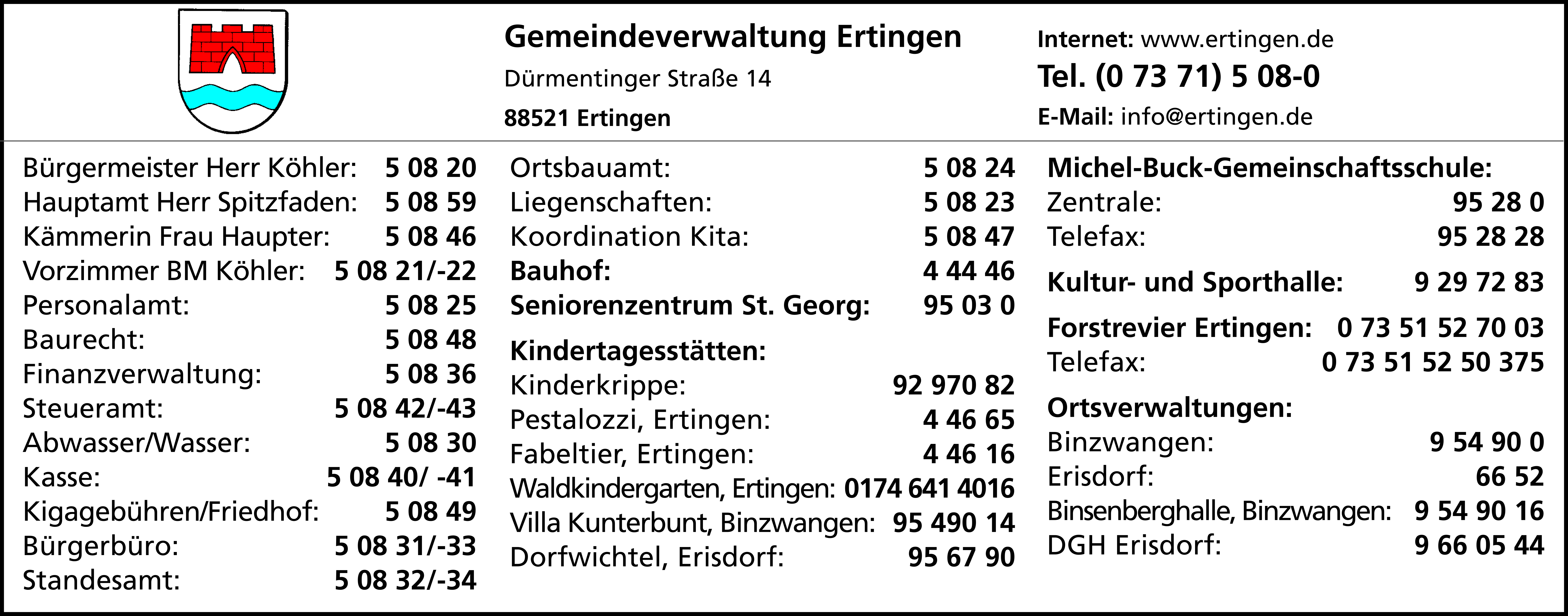 Anzeige Gemeindeverwaltung Ertingen
