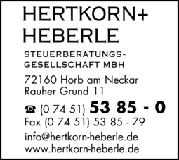 Anzeige Hertkorn + Heberle Steueberatungsgesellsch. mbH