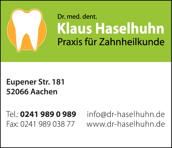 Anzeige Haselhuhn Klaus Dr.med.dent. Zahnarztpraxis