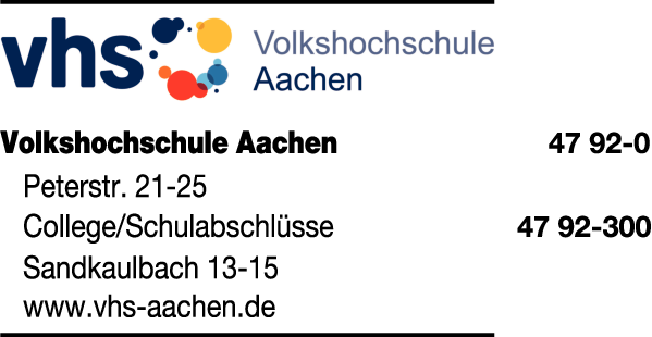 Anzeige Volkshochschule Aachen