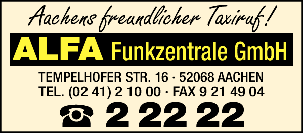 Anzeige ALFA Funkzentrale GmbH