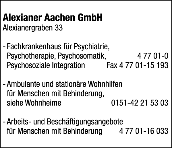 Anzeige Alexianer Aachen GmbH