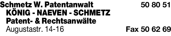 Anzeige Schmetz Walter Patentanwalt