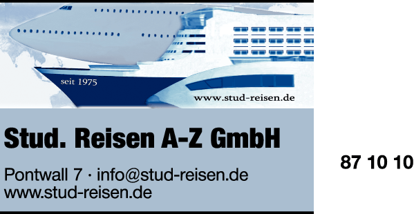 Anzeige Stud. Reisen A-Z GmbH Reisebüros