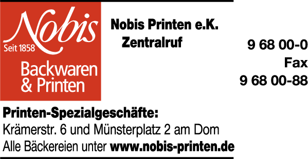 Anzeige Nobis Printen e.K. Backwaren & Printen