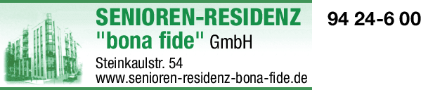 Anzeige Senioren-Residenz "bona fide" GmbH