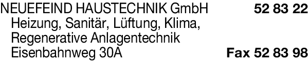 Anzeige Neuefeind Haustechnik GmbH