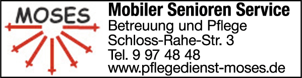 Anzeige MOSES Mobiler Senioren-Service , Schain-Heidrich Marija Häusliche Betreuung u. Pflege