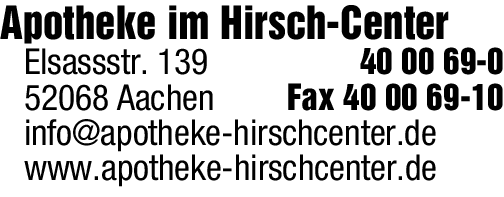 Anzeige Apotheke im Hirsch-Center