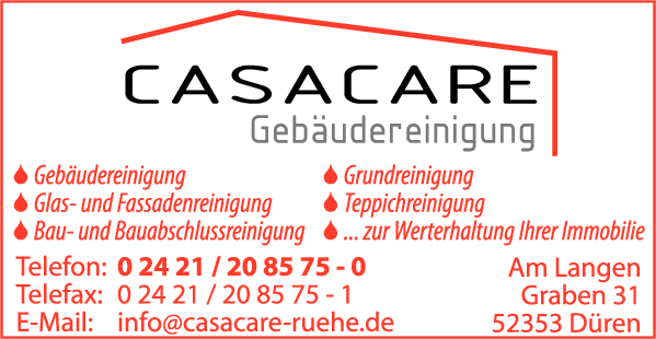Anzeige CASACARE Gebäudereinigung Inh. Michael Rühe