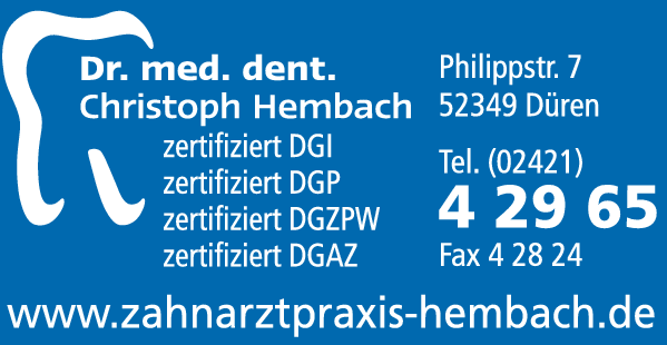 Anzeige Hembach Ch. Dr. med. dent. Zahnarzt