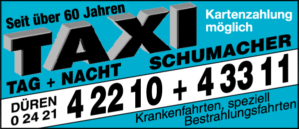 Anzeige Taxi Schumacher GmbH & Co. KG