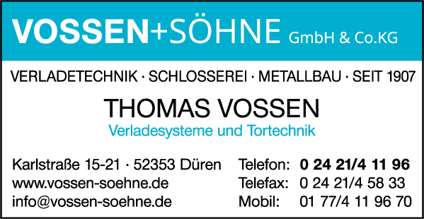 Anzeige Vossen + Söhne GmbH & Co KG Schlosserei