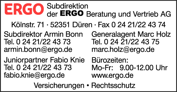 Anzeige Bonn Armin ERGO Direktionsgeschäftsstelle