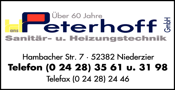 Anzeige Peterhoff Hans GmbH Sanitär- und Heizungstechnik
