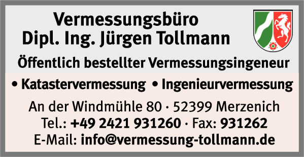 Anzeige Tollmann Jürgen Vermessungsbüro, Katastervermessungen