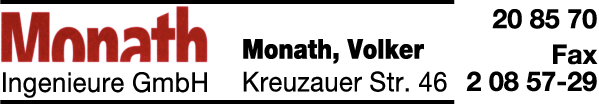 Anzeige Monath Volker Dipl.-Ing. Ingenieurbüro f. Bauwesen