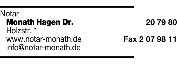 Anzeige Monath Hagen Dr. Notar