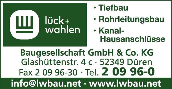 Anzeige Lück + Wahlen Baugesellschaft GmbH & Co. KG