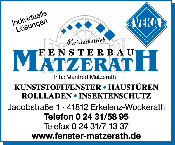 Anzeige Matzerath Inh. Dieter u. Manfred Matzerath GbR Kunststofffensterbau