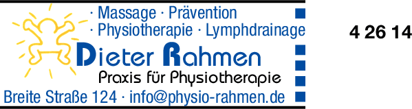 Anzeige Rahmen Dieter Praxis für Physiotherapie