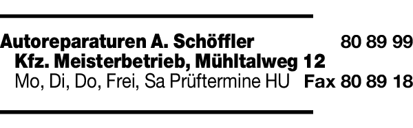 Anzeige Schöffler Andreas Kfz-Meisterbetrieb