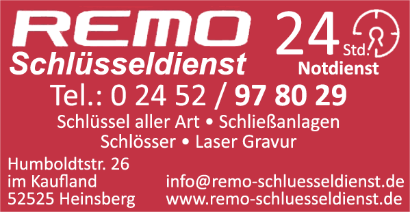 Anzeige Remo Schlüsseldienst Im Real Markt