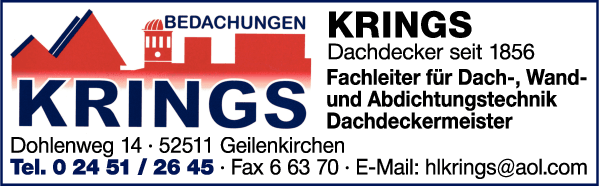 Anzeige Krings Heinz Dachdeckermeister
