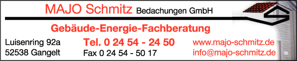 Anzeige MAJO Schmitz Bedachungen GmbH