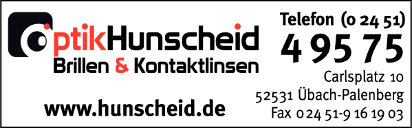 Anzeige Optik Hunscheid GmbH