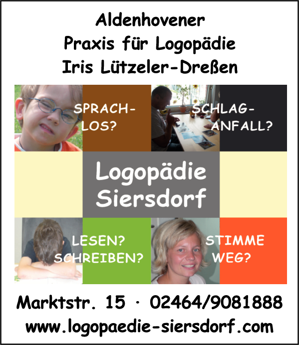 Anzeige Aldenhovener Praxis für Logopädie Iris Lützeler-Dreßen