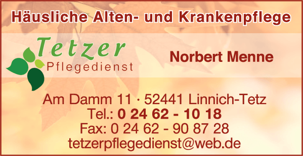 Anzeige Tetzer Pflegedienst Menne Norbert