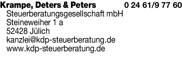 Anzeige Krampe, Deters & Peters Steuerberatungsgesellschaft mbH