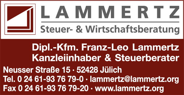 Anzeige Lammertz Franz-Leo Dipl.-Kaufmann u. Reichensperger Guido Steuerberater
