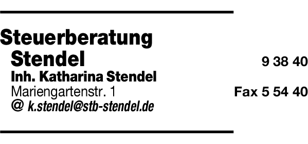 Anzeige Steuerkanzlei Stendel Inh. Stendel Katharina