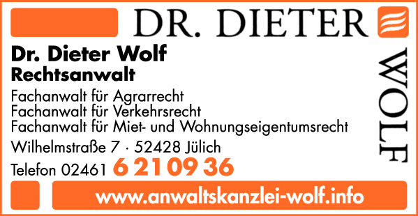 Anzeige Wolf Dieter Dr. Rechtsanwalt