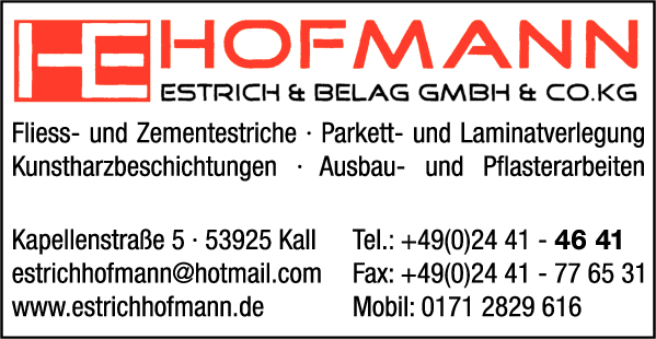 Anzeige Hofmann Estrich & Belag GmbH & Co. KG