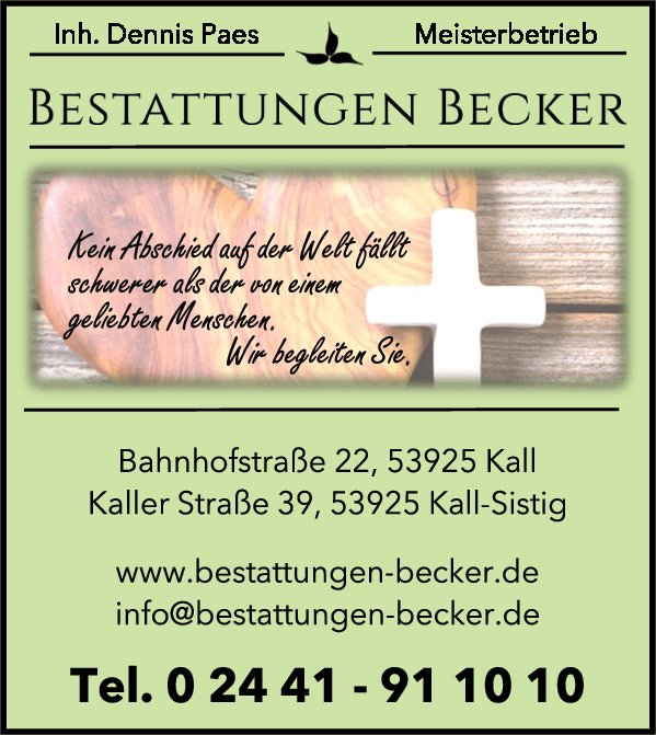 Anzeige Becker Bestattungen