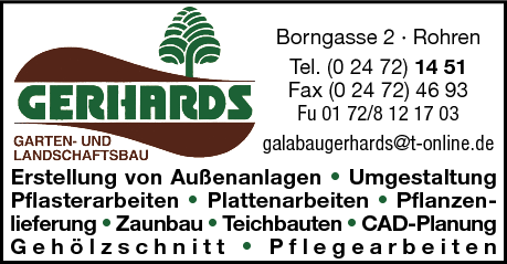 Anzeige Gerhards Bruno Garten- und Landschaftsbau Baumschule