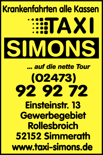 Anzeige Taxi Simons