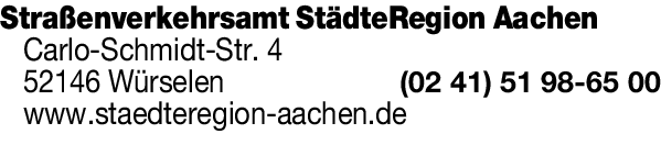 Anzeige Straßenverkehrsamt StädteRegion Aachen
