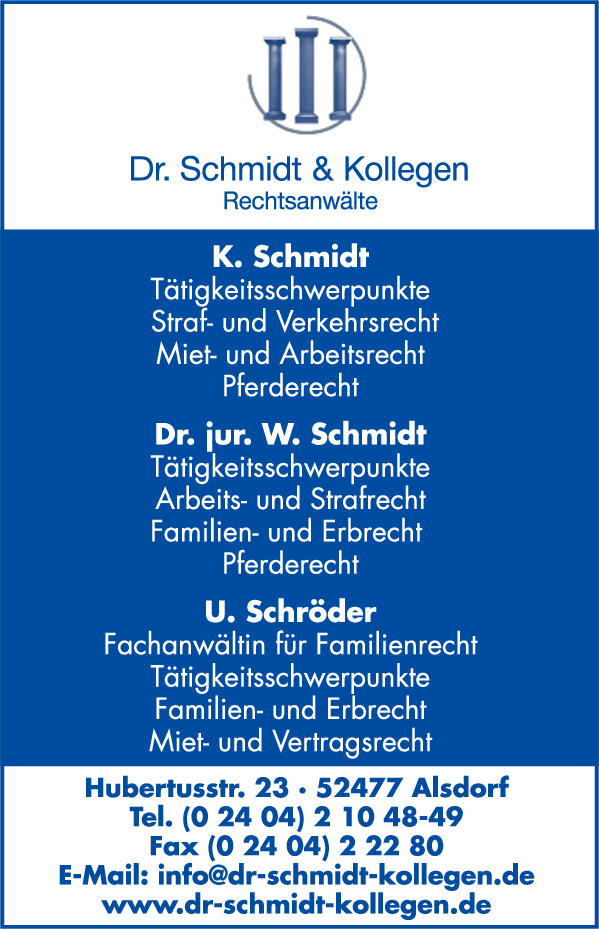 Anzeige Dr. Schmidt & Kollegen Rechtsanwälte