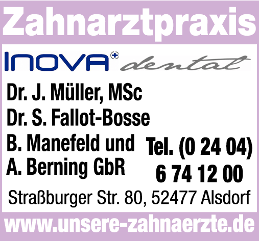 Anzeige Müller Joachim Dr. Zahnärzte u. Fallot-Bosse Susanne Dr.